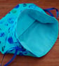 Blue Batik Spot Reusable Gift Bag - Fabric Drawstring Present Bag - Image 7
