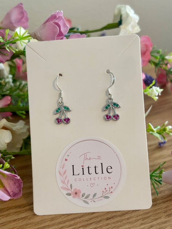 Cherry Dangle Earrings, Fruity Charms, Handmade Jewellery 