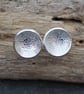 Studs, Sterling Silver Round Disc Stud Earrings, Sparkly texture. 