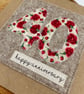 Ruby wedding anniversary appliqué card - Image 2