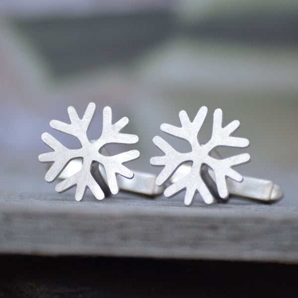 Snowflake Cufflinks In Solid Sterling Silver
