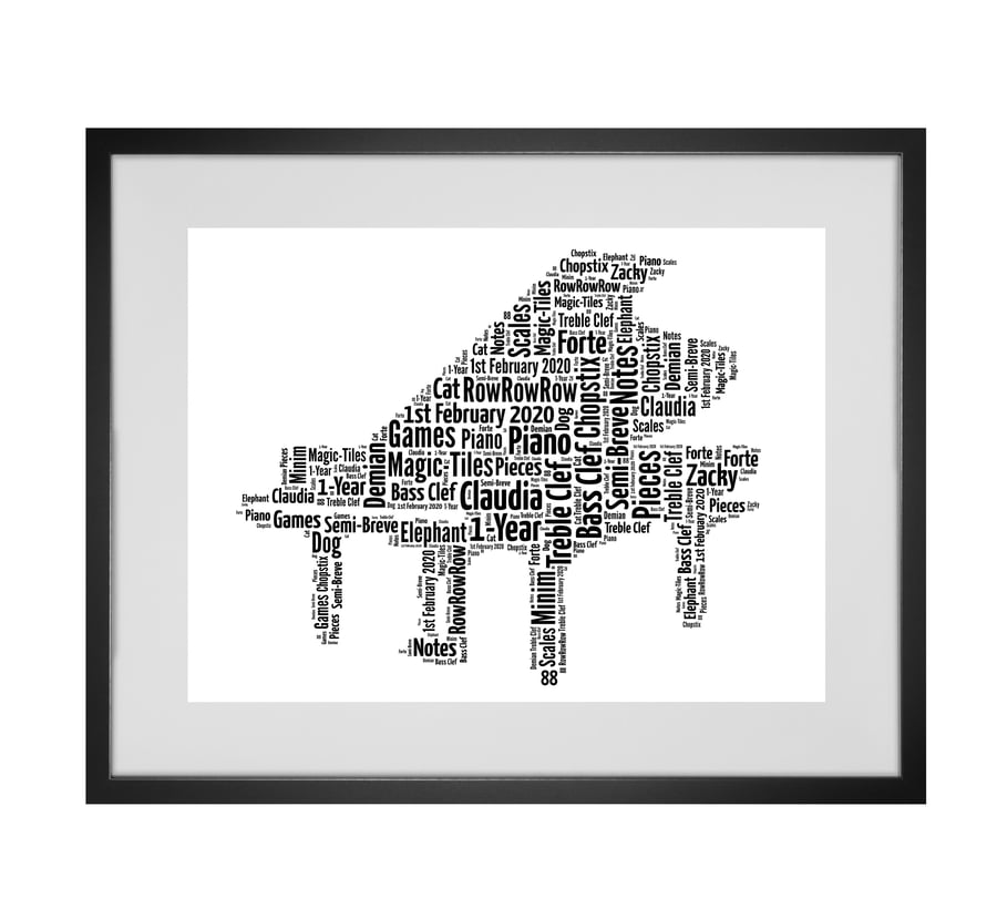 Personalised Piano Musical Instrument Design Word Art Gifts 