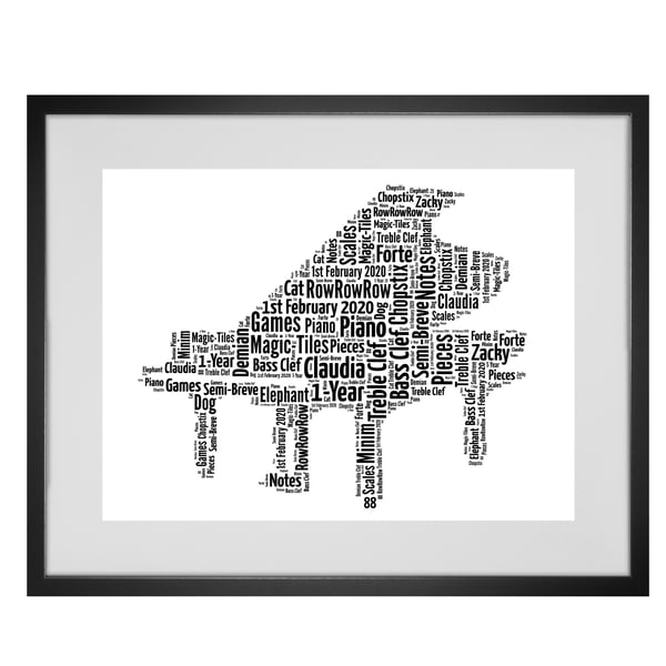 Personalised Piano Musical Instrument Design Word Art Gifts 