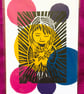 Bubble Girl - Heart of light A5 lino print - Image 3