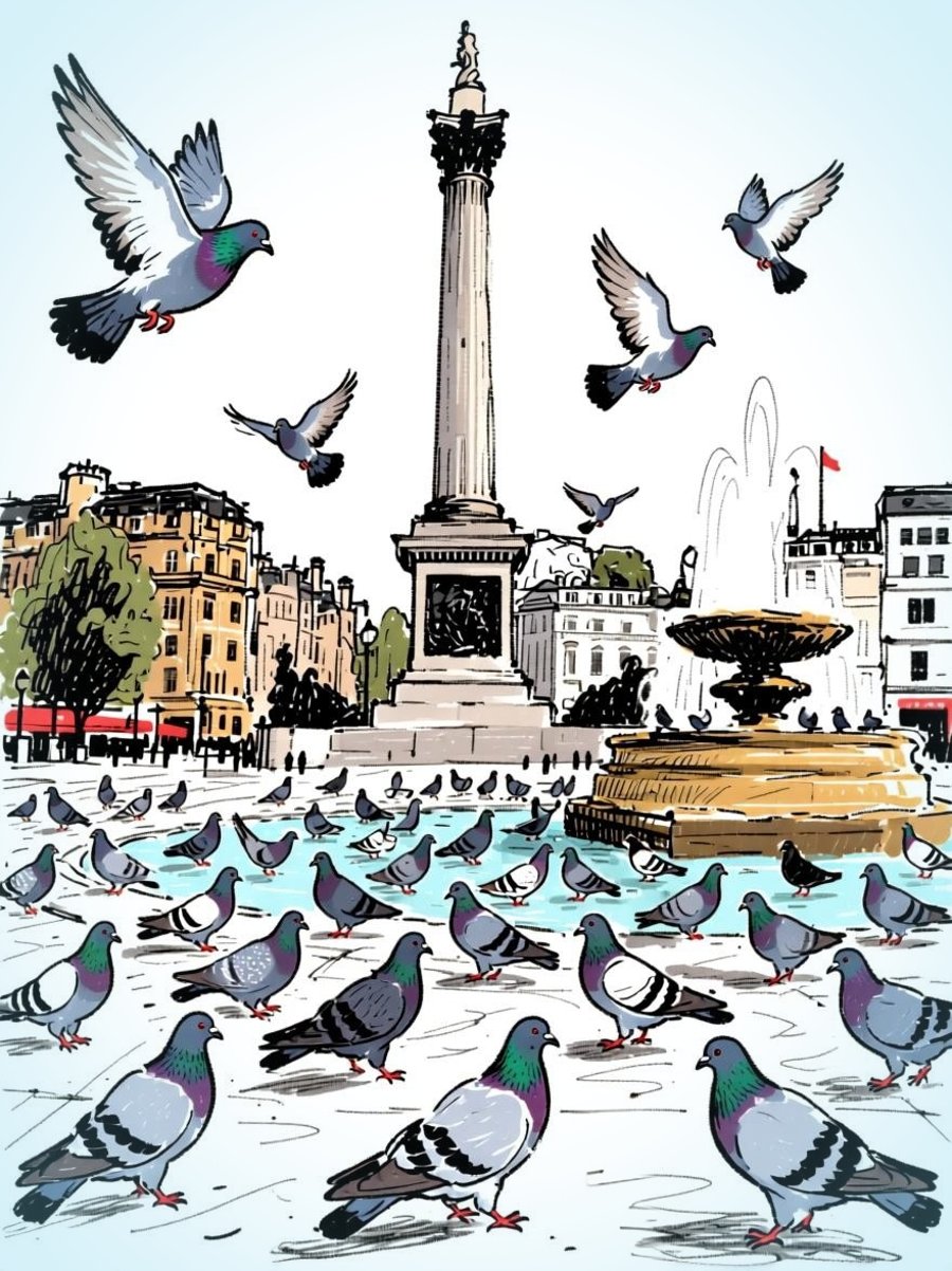 Pigeon's in London Blank Greeting Card A5