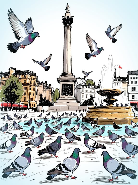 Pigeon's in London Blank Greeting Card A5