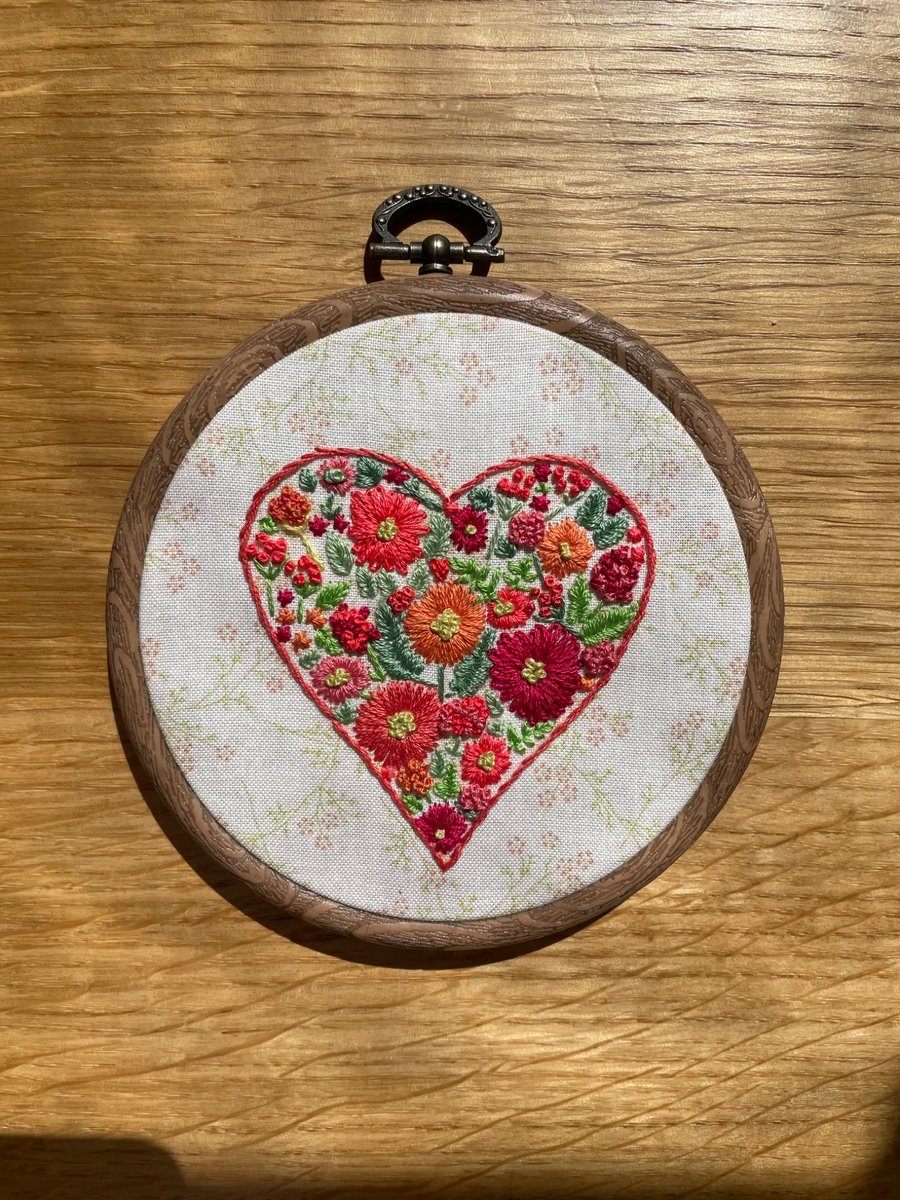 Embroidered Heart with flowers.