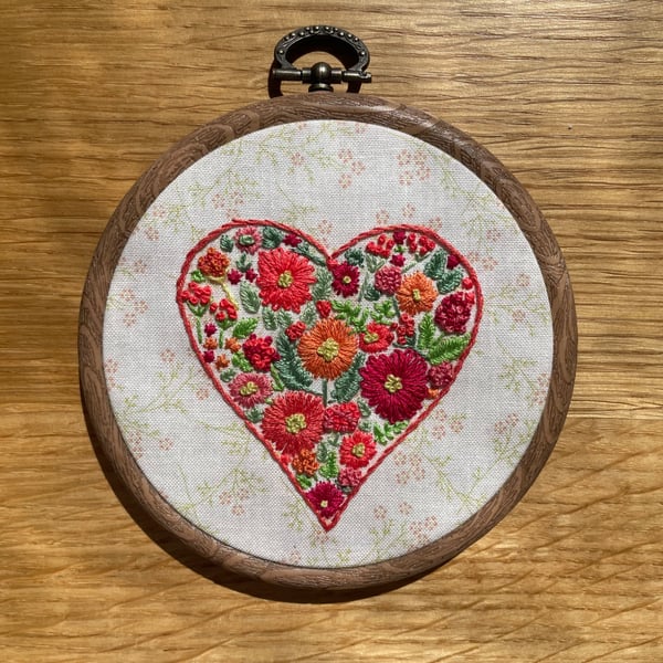 Embroidered Heart with flowers.