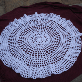 Pure White Crochet Baptism Circular Shawl Blanket Great Gift (R842)