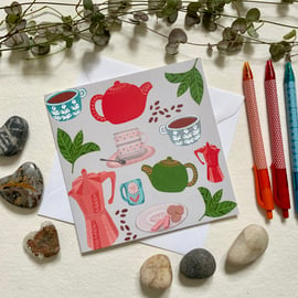 Tea and Coffee, blank greetings card