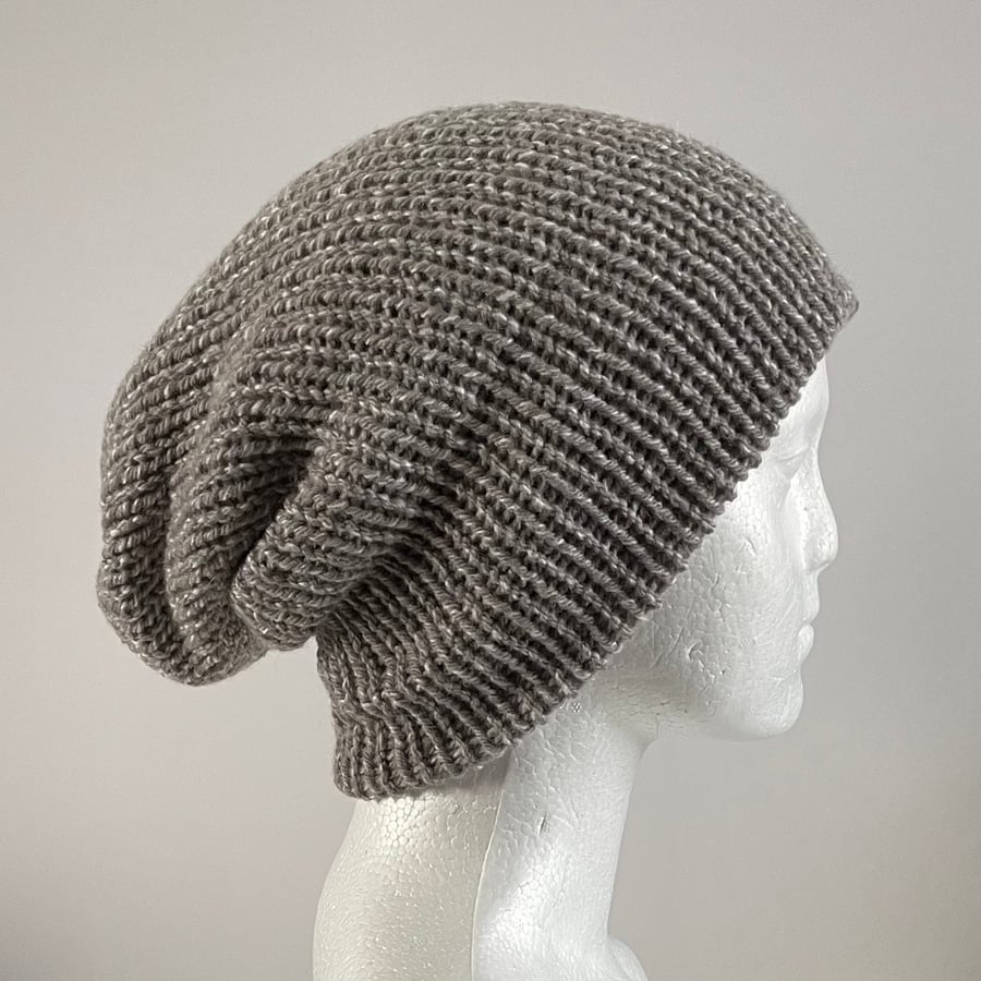 Grey Aran Double Layered Reversible Winter Hat, FREE DELIVERY 