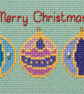 Handmade Cross-Stitch Christmas Card – Colourful Bauble Trio - Image 4