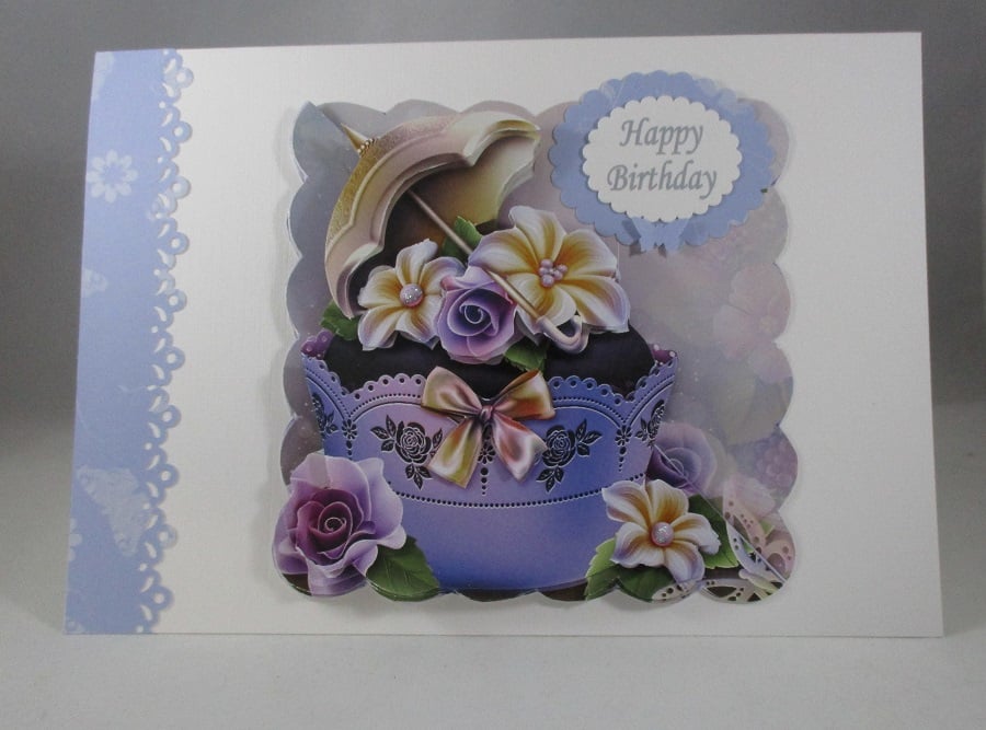 Handmade Decoupage Flowers, Personalised Female Birthday Card