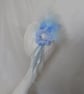 Pale Blue Fluff Feather Flower and Ribbon Trails Clip in Hair Headpiece - Image 2