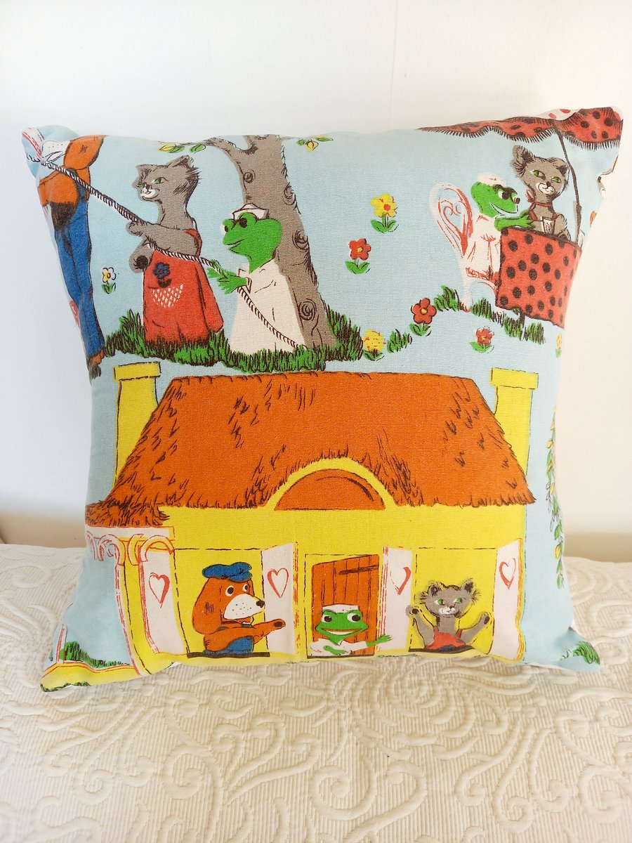 Vintage fabric Hector's House cushion