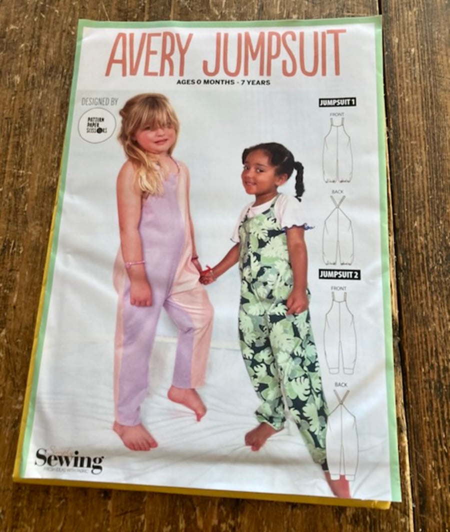 Simply Sewing "Avery" Kids Jumpsuit Paper Pattern 0 mths - 7 Years