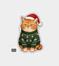 Unique Funny Christmas Sticker Xmas Decal For Adults - Grumpy Orange Cat