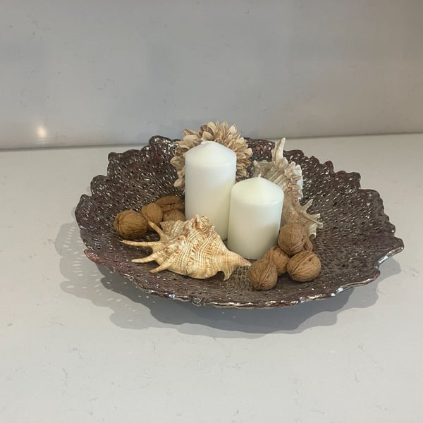 Textured  ceramic platter -Centrepiece for dining and kitchen (38cm x 6cm)