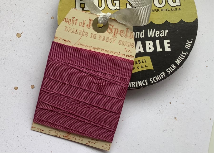 VINTAGE style  ribbon  ( silky seam binding) ' Rosy Posy ' Pink .4yds  ....