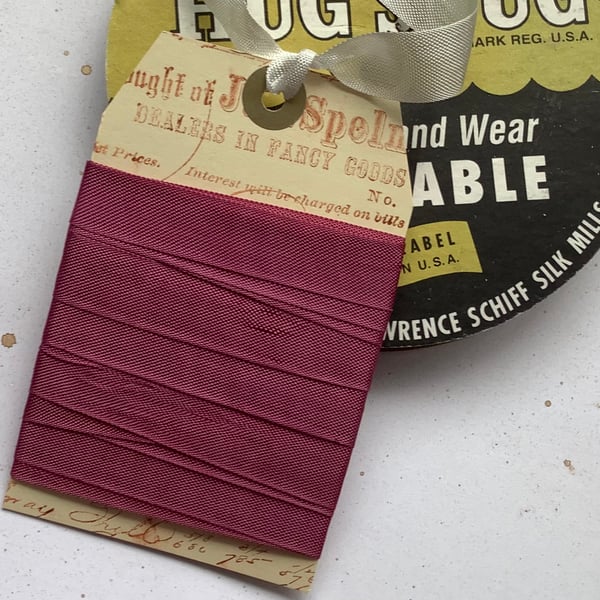 VINTAGE style  ribbon  ( silky seam binding) ' Rosy Posy ' Pink .4yds  ....