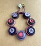 Purple Grapes Colour Story Vintage Button Handmade Adjustable Bracelet