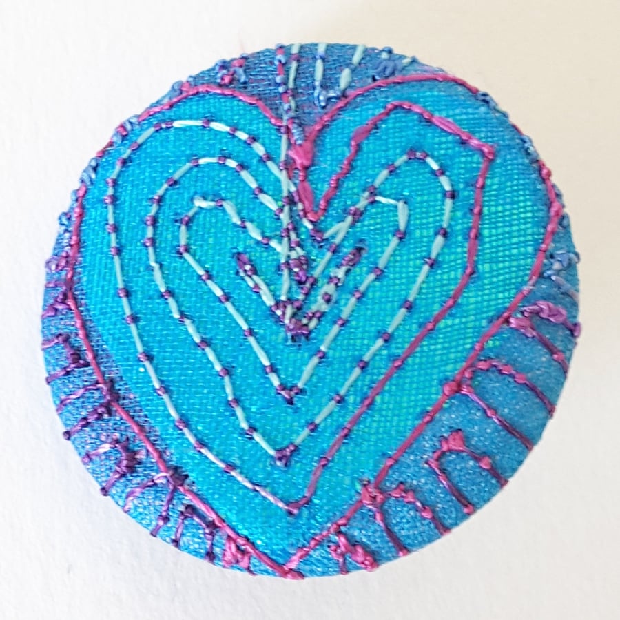 Buttons 1 inch button Hand Dyed Silks and Cottons Free Machine Embroidery Button