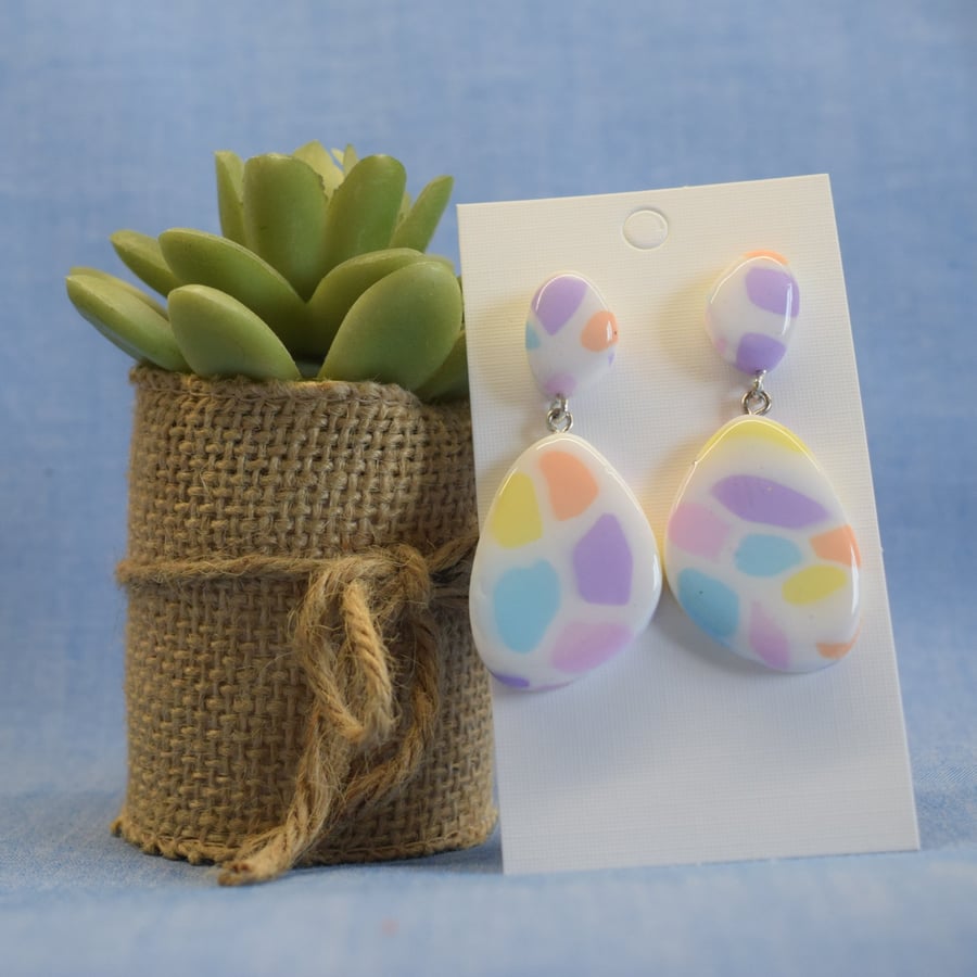 Pebble Drops – Terrazzo Dangle Earrings