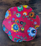 Large Handmade Floral Textile Bowl – Red Folk Water-Resistant Fabric Dish – - Image 1