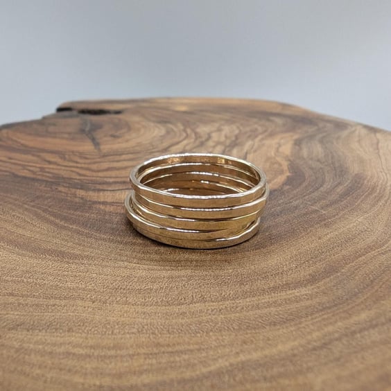Skinny Hammered 14k Gold Filled Ring: Minimalist Stacking Band