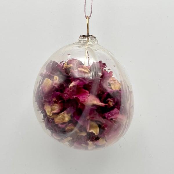 Rose Petals Blown Glass Bauble