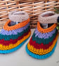 Designer Baby Striped Multicoloured Hand Knitted Shoes  3-6 months size - Image 1