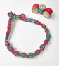 Pink, Green, Blue & Black Liberty Parrot Print Fabric Necklace - Sonny James - Image 1