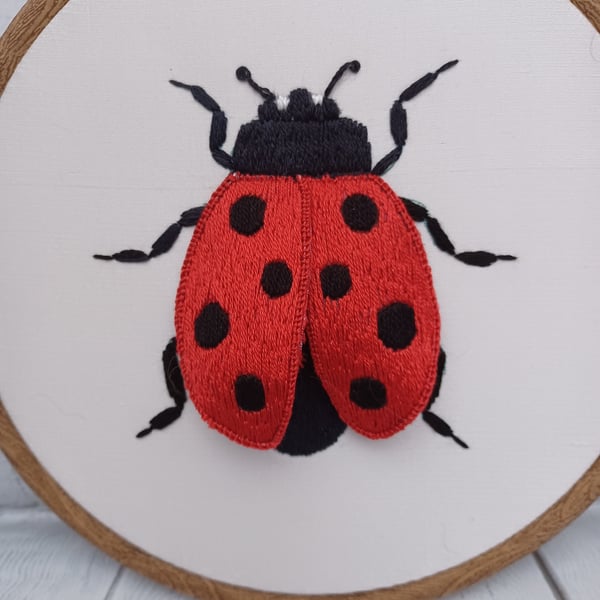 3D Ladybird Embroidery Wall Art, Stumpwork Embroidery Ladybird, Ladybird Wall Ar