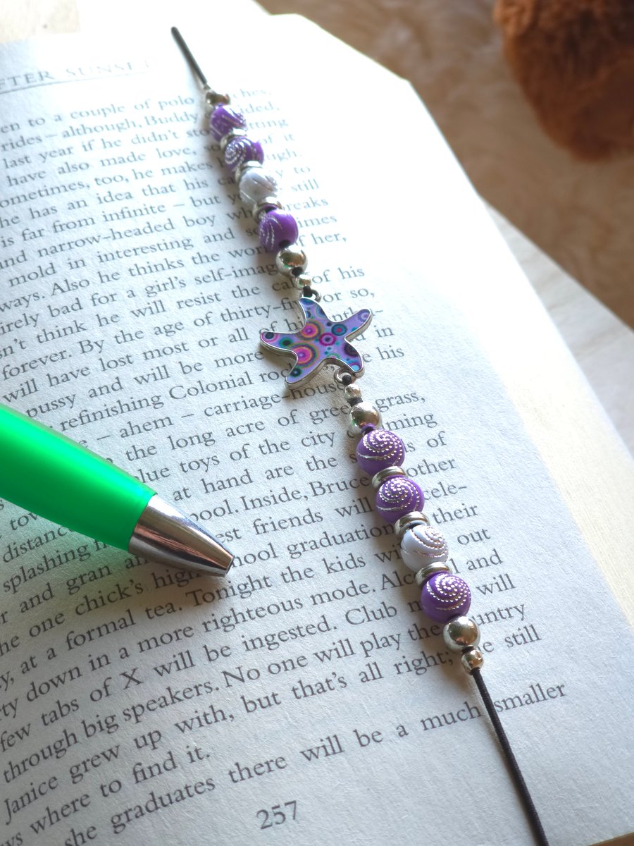 Purple Starfish elasticated wraparound Bookmark