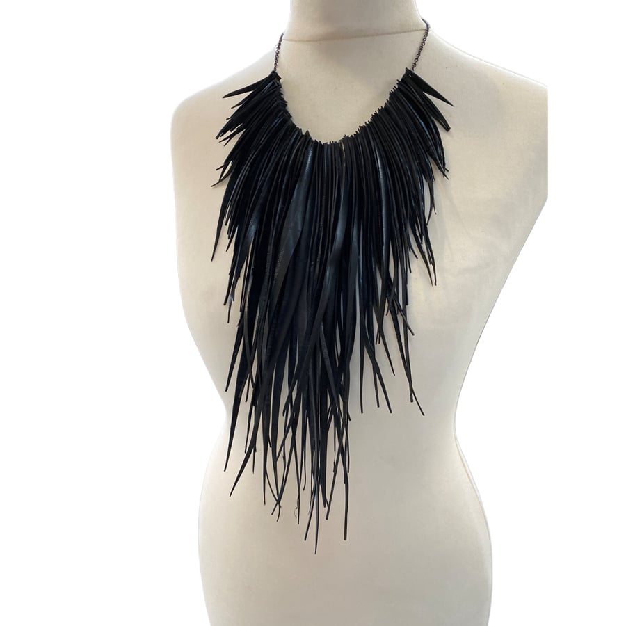 Upcycled Rubber Tassel Neckace 