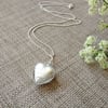 Murano Glass Heart Pendant Necklace, silver-white, sterling silver