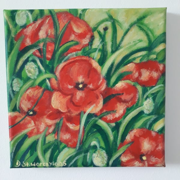 'Red Poppies' original painting.  