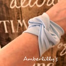 Pale blue twist fabric cuff bracelet 