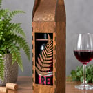 Wooden Wine Bottle Gift Box - Fern Design - Handmade Bottle Carrier
