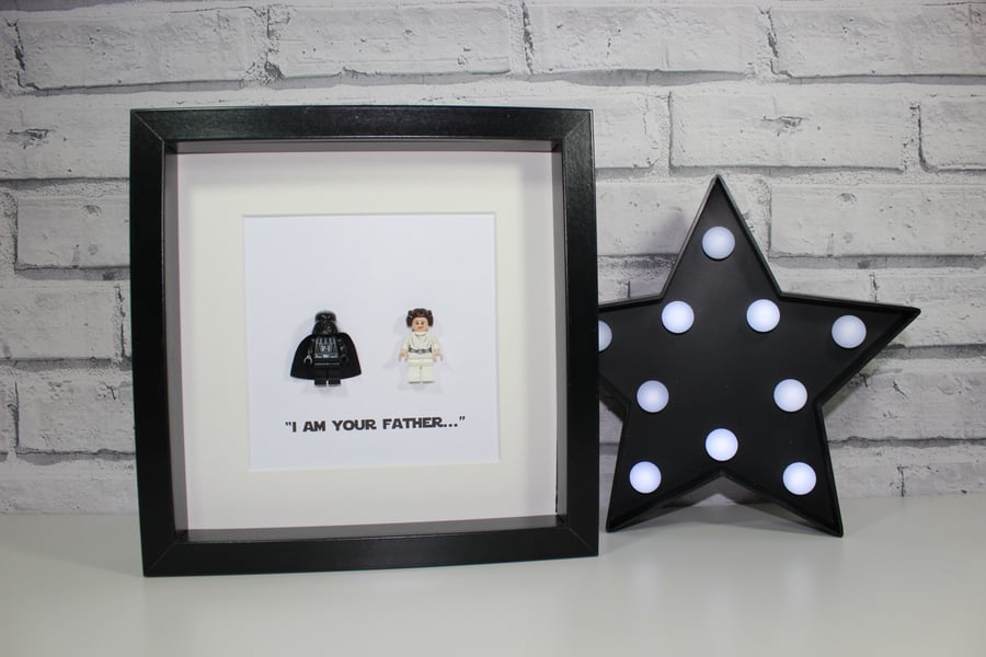 DARTH AND LEIA - Framed Lego minifigure - Father's Day - Dad - Daddy - Daughter 
