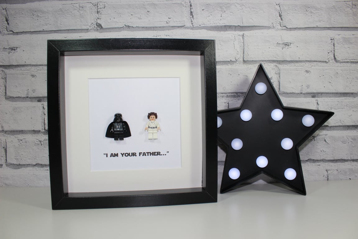 DARTH AND LEIA - Framed Lego minifigure - Father's Day - Dad - Daddy - Daughter 