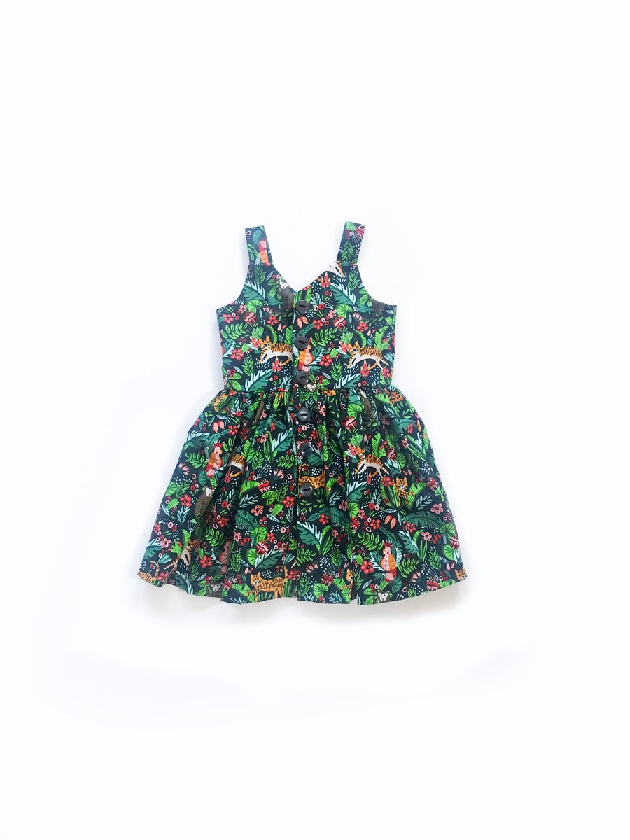 Childs Summer Dress - Girls Tropical Print Sun Dress
