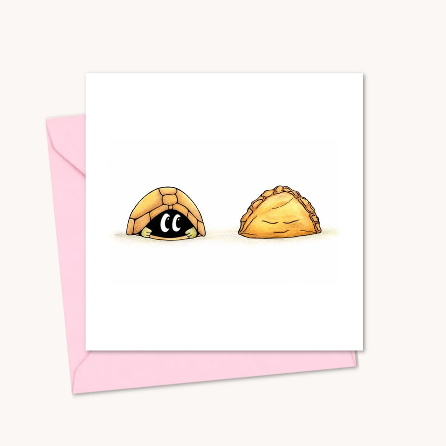 Funny Tortoise Greeting Card: Pasty Pal Pencil Illustration (227)