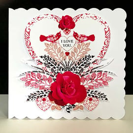 A Valentine’s Day Red Heart Display Handmade Card