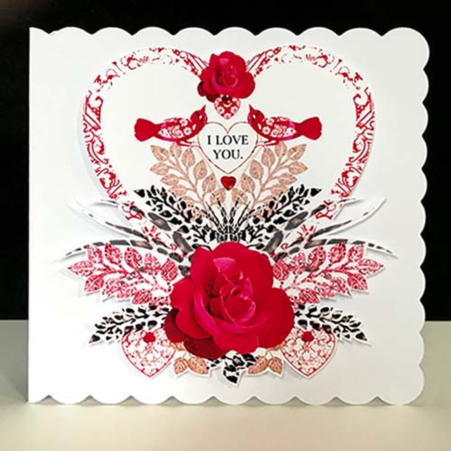 A Valentine’s Day Red Heart Display Handmade Card