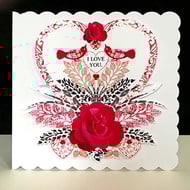 A Valentine’s Day Red Heart Display Handmade Card