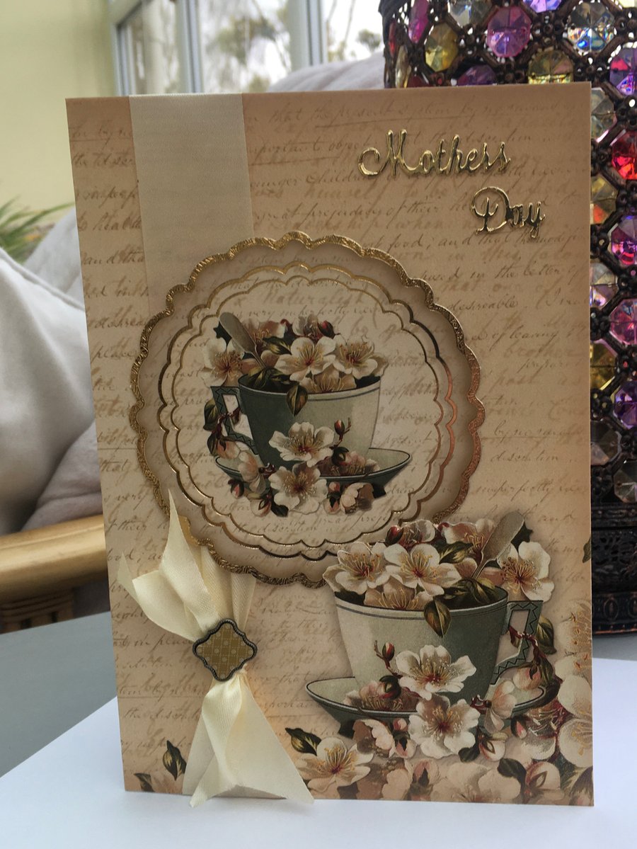 Teacup and blossom Mother's day card