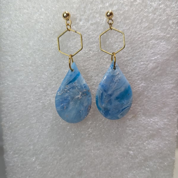 Sea blue scraps tear drop dangle 