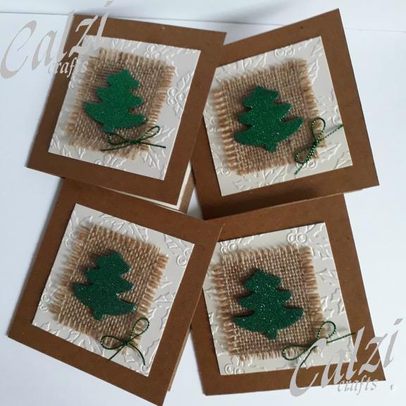 Glittered Tree Christmas Cards  Pack Of 4 (Brown or Ivory)