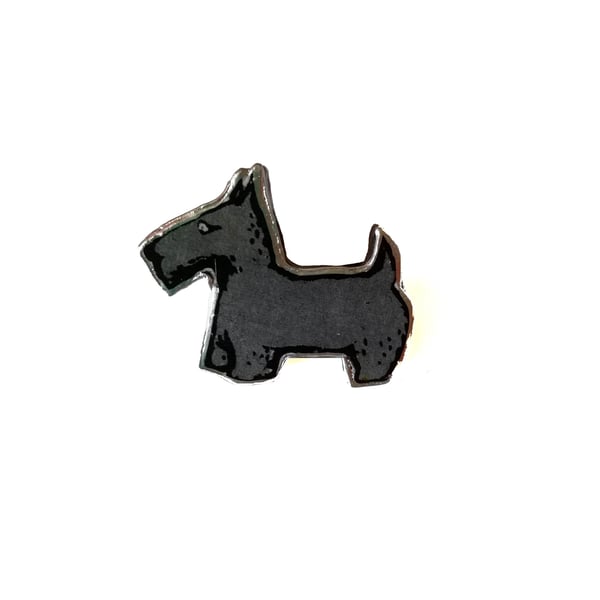 Whimsical Resin Scottie Dog Brooch unisex by EllyMental